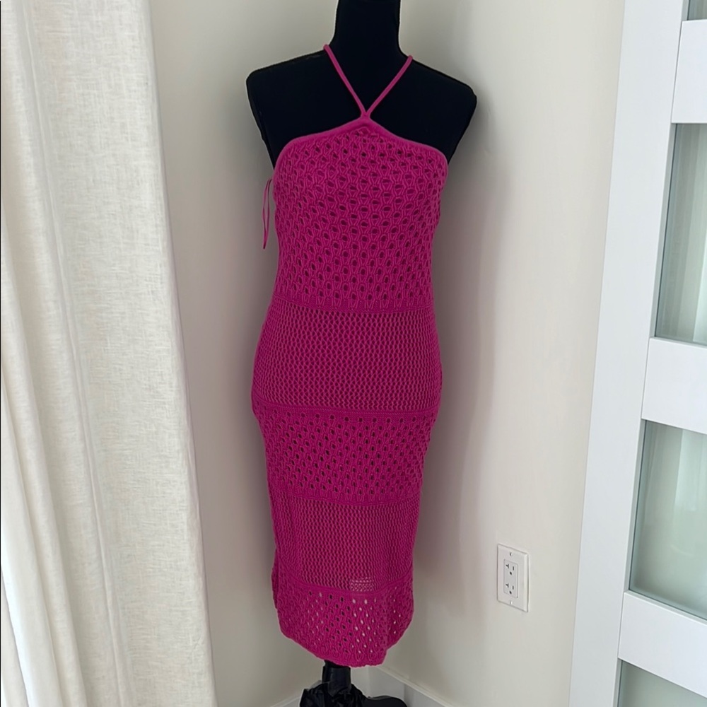Old Navy Pink Crochet Midi Dress Small
